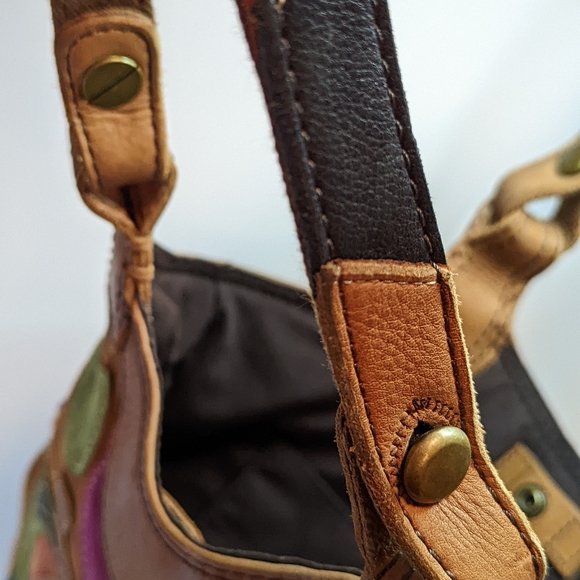 Lucky Brand Leather patchwork multi-colour purse shoulder bag Bohemian - Picture 15 of 16